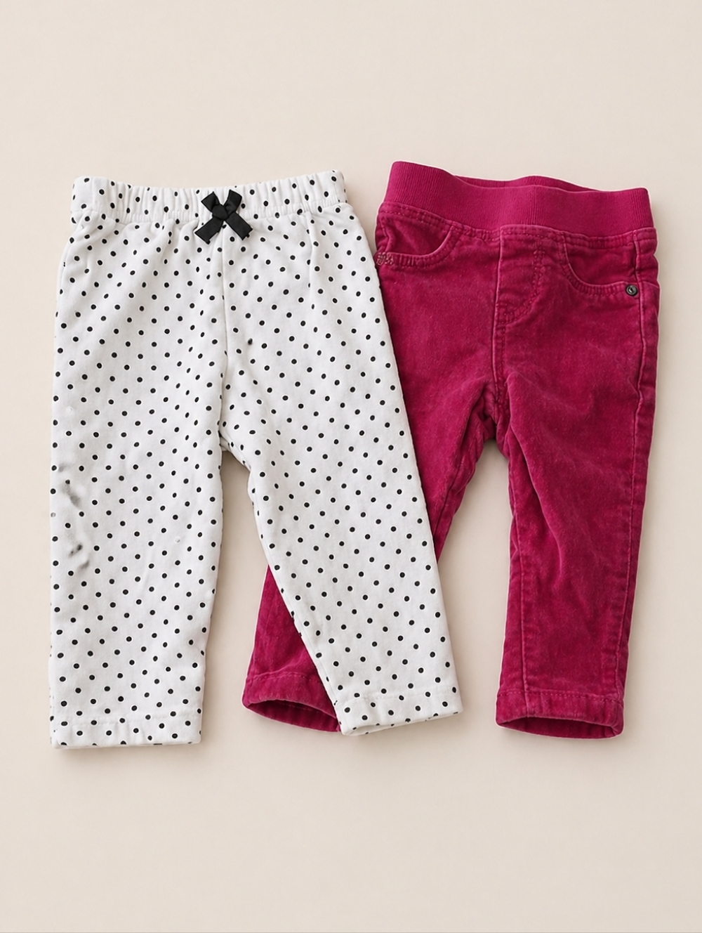 GAP + Little Treasure Pants Corduroy Polka Dot Legging Pink White Size 0-3M 3-6M